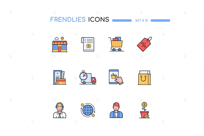 Shopping - Modern Line Design Style Icons