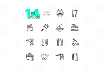Tools - modern single line icons set