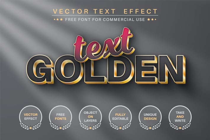 Dark gold - editable text effect,  font style