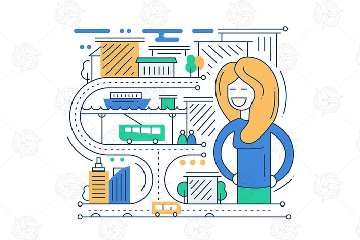 City Life - line design composition