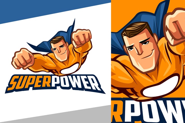 Smirking Superhero Mascot Logo