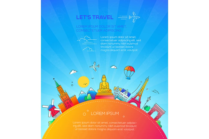 Let's Travel - flat design style illustration