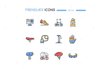 Cycling - modern line design style icons set