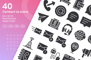 40 Contact Us Icons Set - Glyph