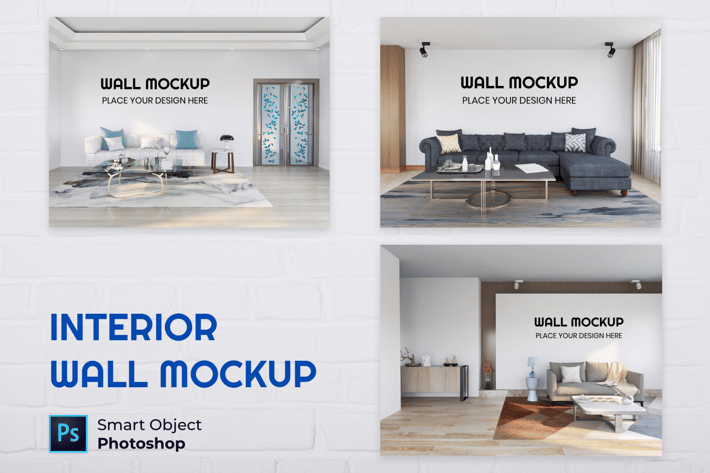 Interior Living Room Wall Mockup