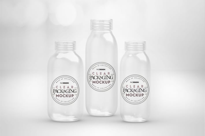 Clear Cosmetic Bottle Set Packaging Mockup