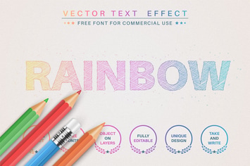 Pencil rainbow - editable text effect, font style
