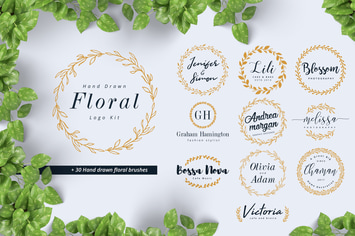 Hand Drawn Floral Logo Kit