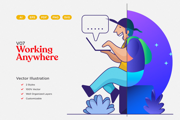 Working Anywhere Vector Illustration