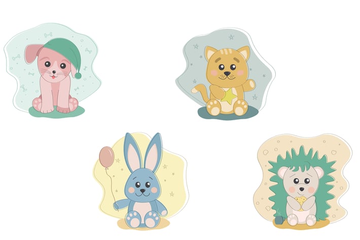 Set of cute nursery pets