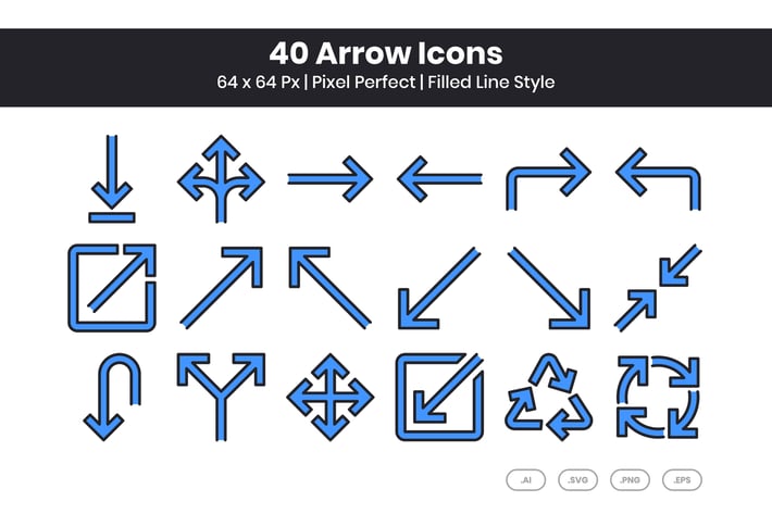 40 Arrow Icons Set - Filled Line