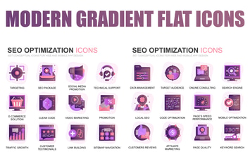 Modern Set Gradient Flat Icons