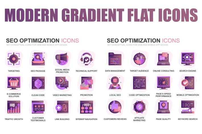 Modern Set Gradient Flat Icons