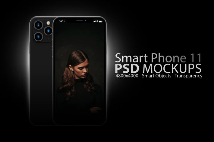 iPhone 11 Pro PSD Mockups in Black