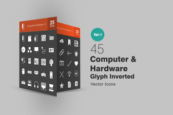 45 Computer Glyph Inverted Icons