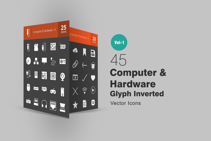 45 Computer Glyph Inverted Icons