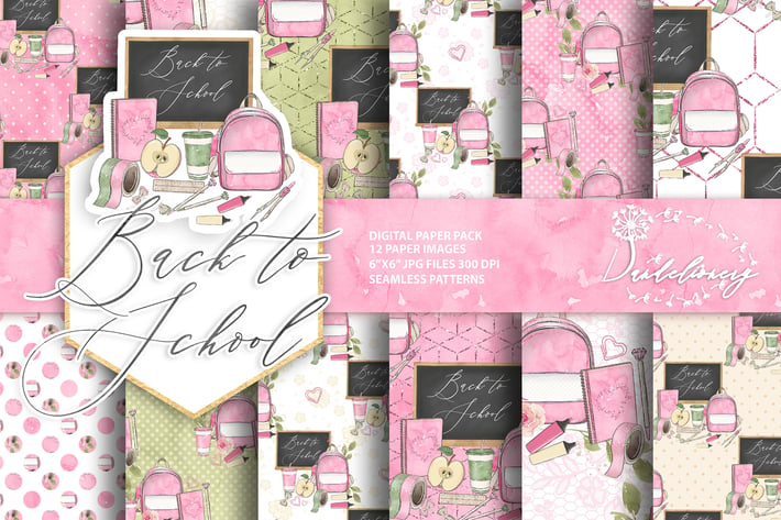Back to School digital paper pack