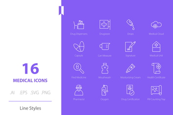 Medical Hospital 5 Icon Set Line Styles