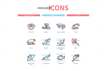 Animals collection - line design style icons set
