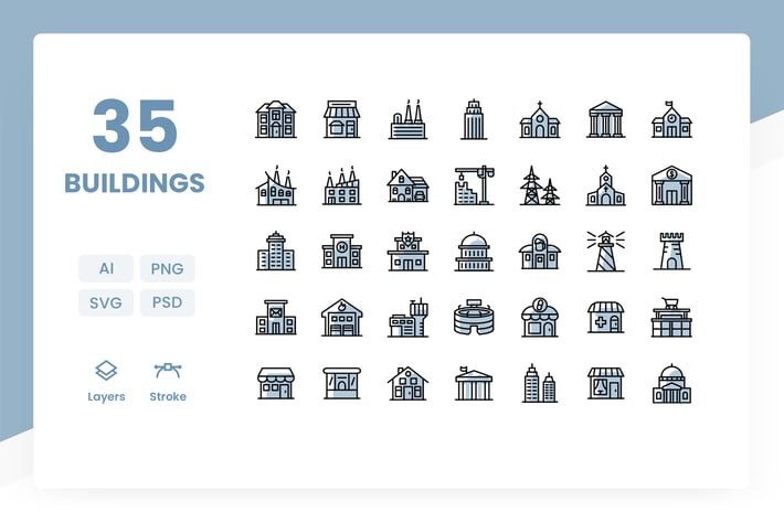 Buildings - Icons Pack (Color)