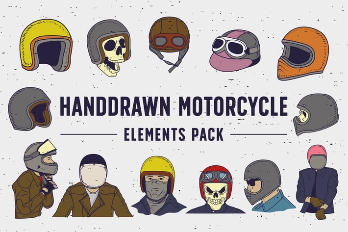Handdrawn Motorcycle Elements Pack