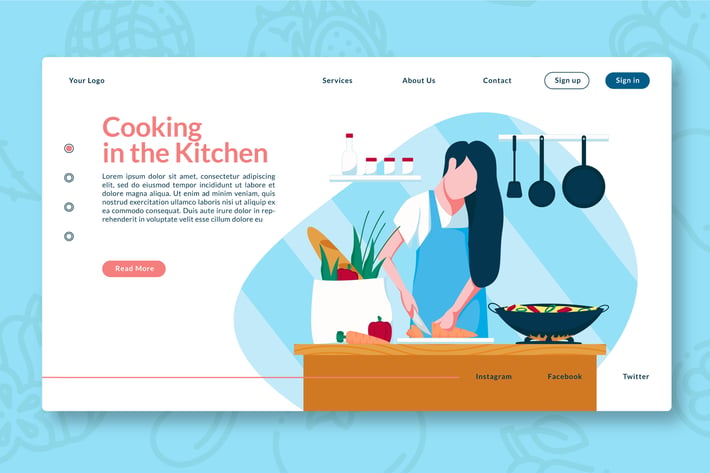 Cooking in the Kitchen - Web Header & Vector
