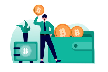 Bitcoin Wallet Flat Vector Illustration