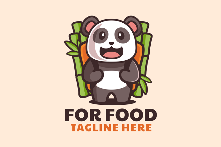 Cute Panda Bring Bamboo Backpack Cartoon Logo Desi