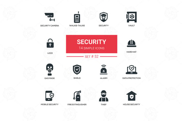 Business concept, security - line design icons set