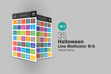 35 Halloween Line Multicolor Icons
