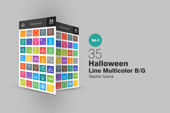 35 Halloween Line Multicolor Icons