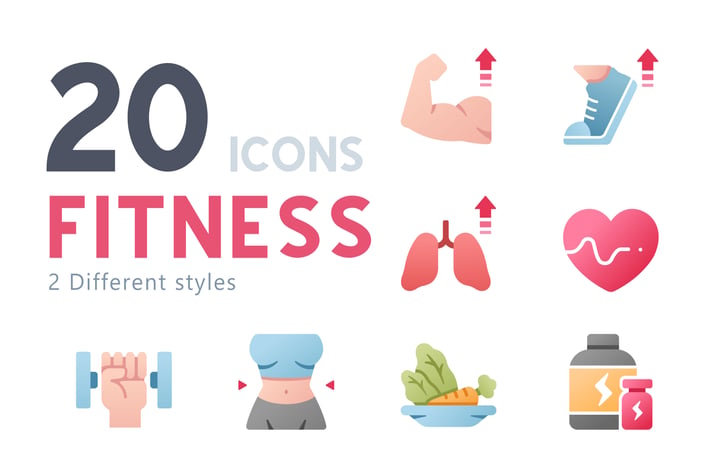 20 Fitness icon set
