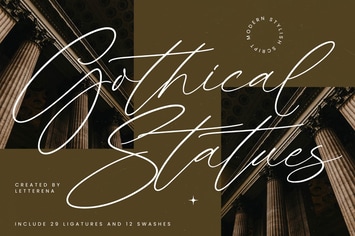 Gothical Statues Modern Stylish Script