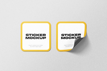 Square Sticker Mockup