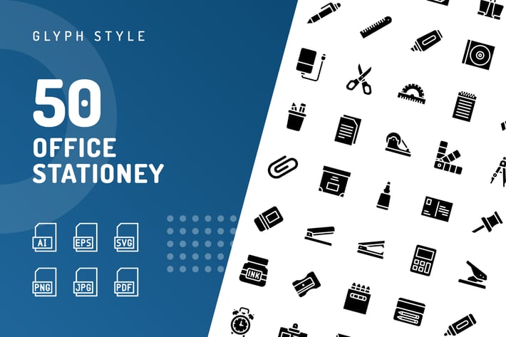 Office Stationery Glyph Icons