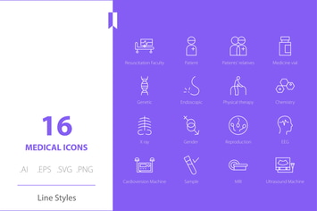 Medical 4 Icon Set Line Styles