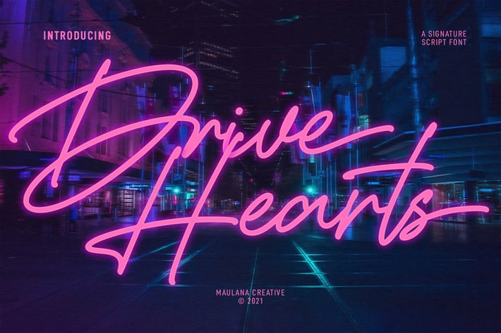Drive Hearts Signature Script Font