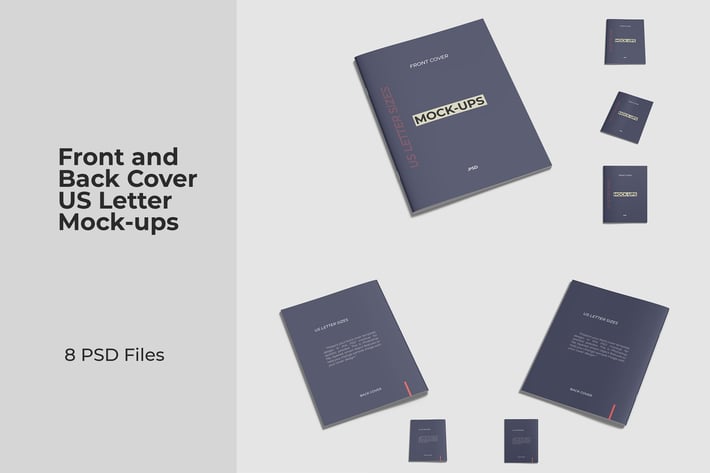 Front and Back Cover US Letter Brochure Mockups
