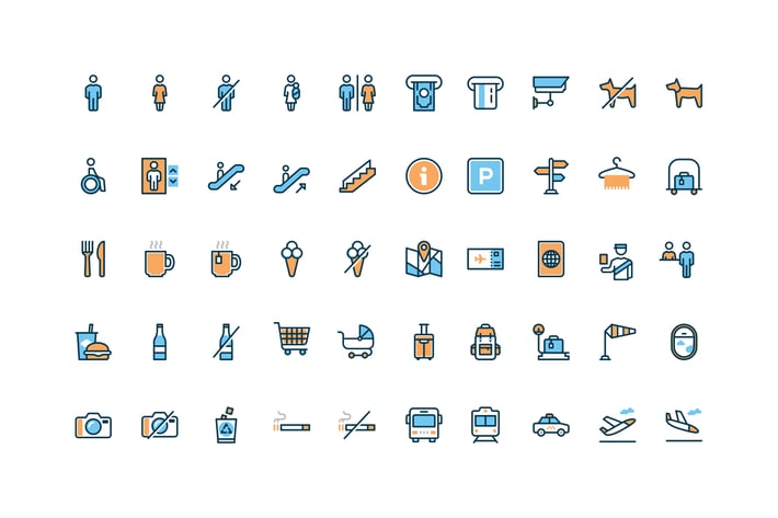 50 Wayfinding and Airport icons