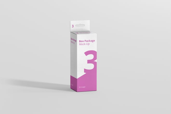 Package Box Mockup - Small Rectangle with Hanger