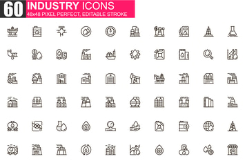 Heavy Industry Thin Line Icons Pack