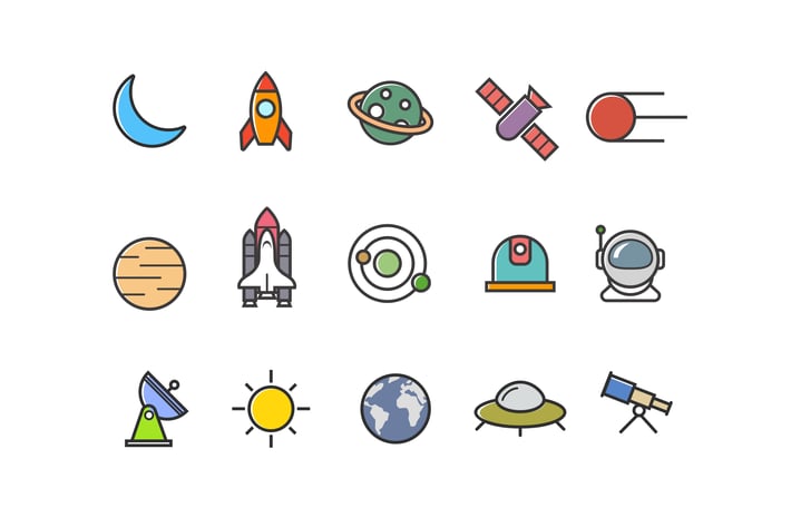 15 Colorful Space Icons