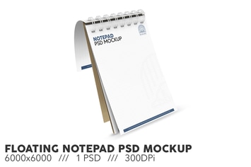 Floating Notepad PSD Mockup