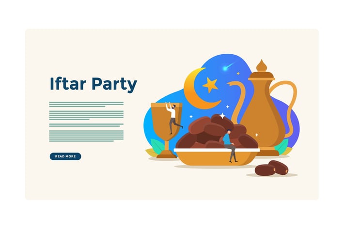 Iftar Party Flat Illustration