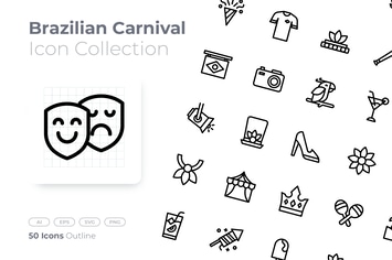 Brazilian Carnival Outline Icon