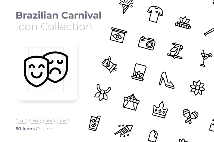 Brazilian Carnival Outline Icon