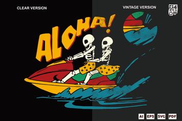 couple skeleton jet ski