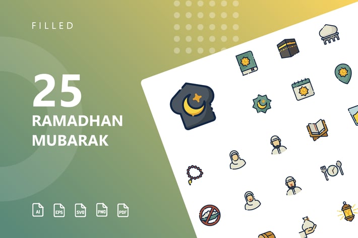 Ramadhan Mubarak Filled Icons