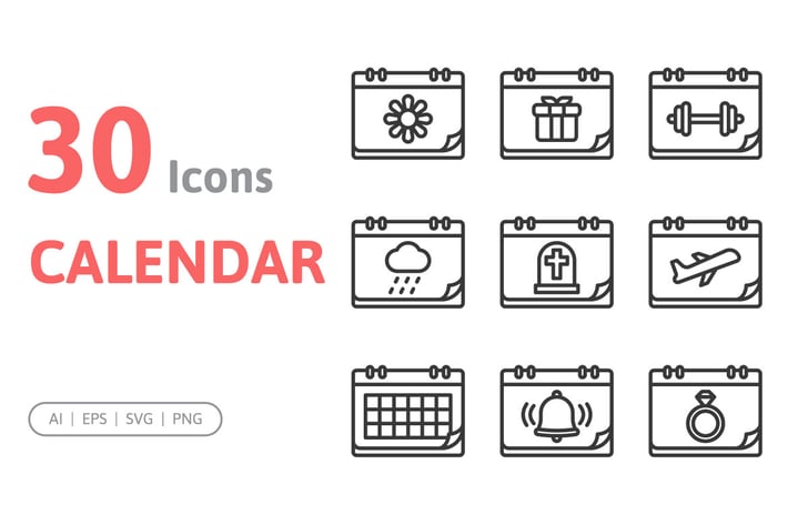 30 Calendar Icons
