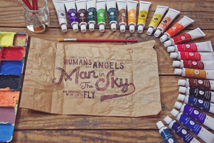 Crumpled Paper Bag Paint Scene
